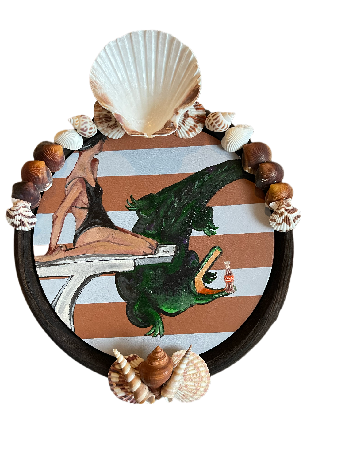 Diver Cocktails & Croc-tails charm with Seashell frame.