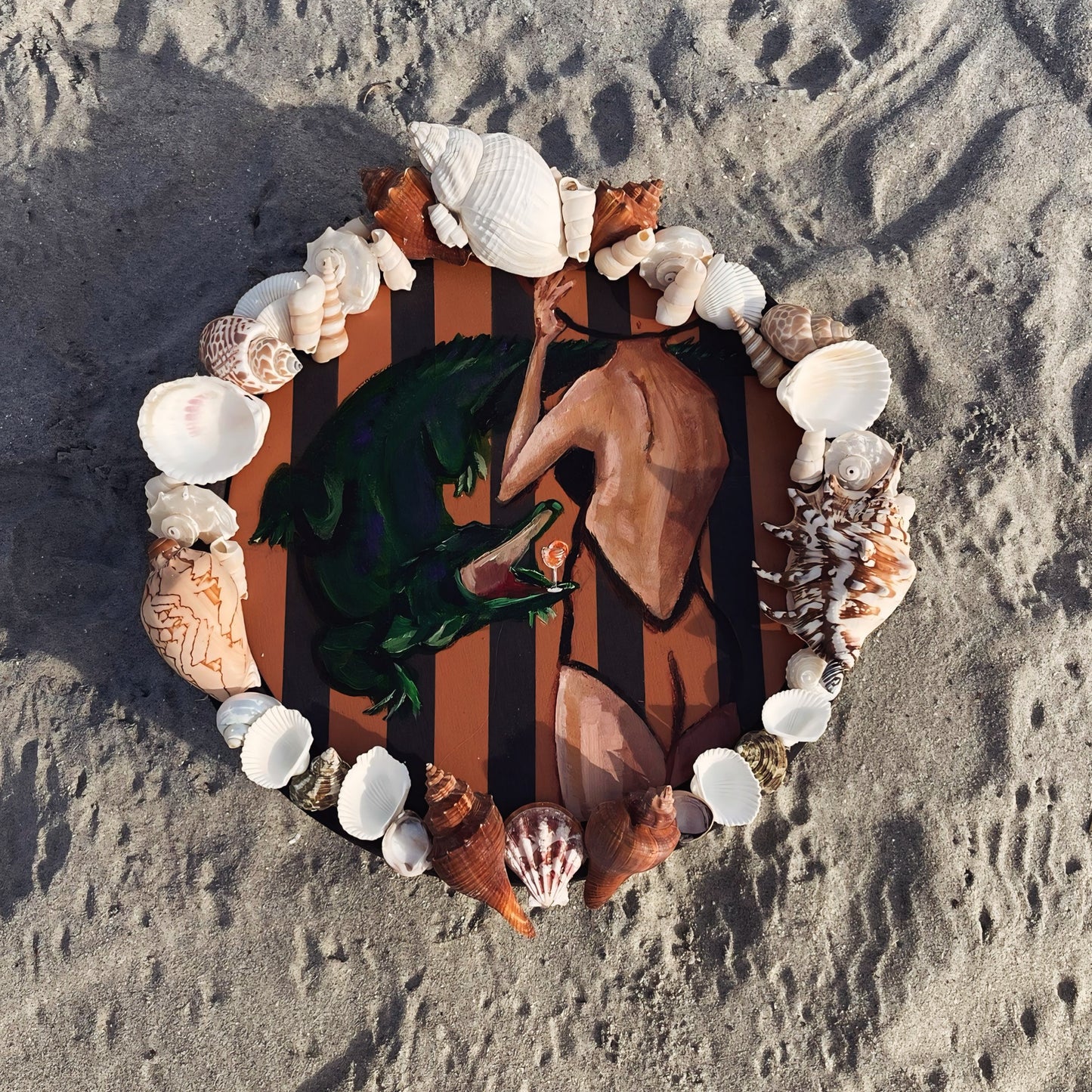Custom Cocktails & Croc-tails charm with Sea Shell frame.